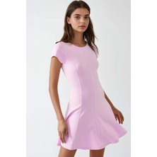 Hiccup Kadın Kayık Yaka Mini Elbise Karanfil Pembesi