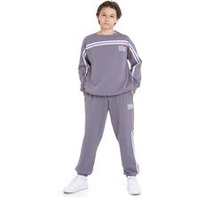 Füme Şerit Detaylı Bisiklet Yaka Erkek Çocuk Basic Eşofman Takımı 21264