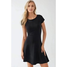 Hiccup Kadın Kayık Yaka Mini Elbise Siyah