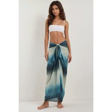 Hiccup Kadın Desenli Maxi Pareo Gök Mavisi