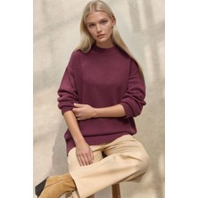 Hiccup Kadın Kalın Bisiklet Yaka Uzun Kalçayı Kapatan Kazak Leylak Moru