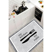 Pelura Halı Dijital Baskılı Dekoratif Kaymaz Taban Yıkanabilir My Kitchen Desenli Baskılı Mutfak Halısı Yolluk