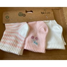 Bistyle Soket Çorap Penye 3lü Cherry Girl Pudra Ekru Pembe