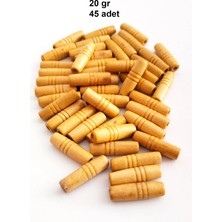 20 gr (45 Adet) Ahşap Boncuk 25 mm Boy x 10 mm En Doğal Ahşap Makrome El Işi Çanta