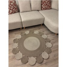Taş Kırçıllı Jüt Hasırlı Kırçıllı El Örgüsü Kilim Halı Hasır Yuvarlak