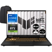 Asus Tuf Gaming F16 FX608JMR-RV024-EP9 Intel Core I7-14650HX 24 GB Ram 2 Tb SSD RTX5060 115W 16 Inç Fhd 165Hz IPS Windows 11 Pro +  Elektropasaj Çanta