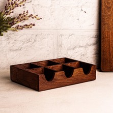 Snippy Chaye - Ahşap 6 Bölmeli Çay Saklama Kutusu Aksesuar Takı Düzenleyici Organizer Bitki Saklama Kutusu