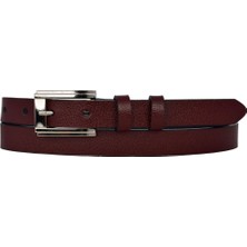 %100 Hakiki Deri, Gümüş Tokalı Ince 2 cm Bordo Kadın Kemeri; Elbise Kemeri, Pantolon Kemeri_düzbüyük