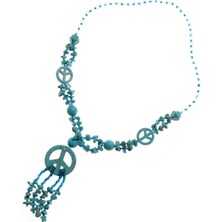 Turkuaz Taşlı Barış Sembollü Kolye