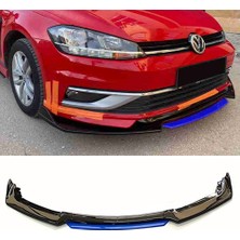 Vw Jetta 2018+ Mavi Şeritli Renkli Ön Ek Ön Lip Piona Black 4 Prç