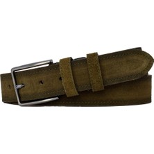 %100 Hakiki Deri 4 cm Askeri Yeşil Süet Kemer Kot, Kanvas Uyumlu Sü.ask.yeşil