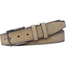 %100 Hakiki Kaliteli Süet Deri 3.5 cm Krem Süet Klasik, Kumaş Pantolon Kemeri 3.5-Krem