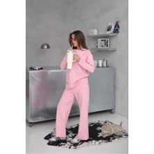 Dikiş Detaylı Geniş Paça 2 Iplik Kumaş Eşofman Takım