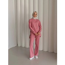 Çıma Detaylı Oversize Yırtmaç Detaylı Iki Iplik Kumaş Eşofman Takım