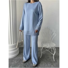 Dantel Detaylı Oversize Geniş Paça Modal Kumaş Eşofman Takım