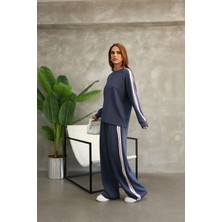 Biye Şerit Detaylı Bol Paça Modal Kumaş Eşofman Takım