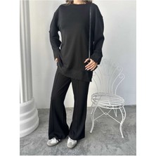 Dantel Detaylı Oversize Geniş Paça Modal Kumaş Eşofman Takım