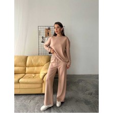 Çıma Detaylı Geniş Paça Modal Kumaş Eşofman Takım