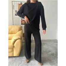 Çıma Detaylı Geniş Paça Modal Kumaş Eşofman Takım