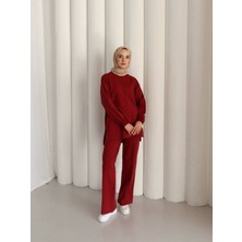 Çıma Detaylı Oversize Yırtmaç Detaylı Iki Iplik Kumaş Eşofman Takım