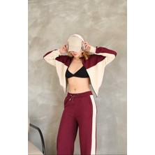 Garnili Fermuarlı Geniş Paçalı Modal Kumaş Eşofman Takım