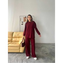 Çıma Detaylı Geniş Paça Modal Kumaş Eşofman Takım