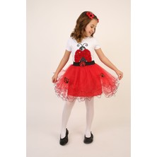 Uğur Böceği Desenli Etek/t-Shırt Kız Çocuk Alt-Üst Takım 23 Nisan Gösteri Kıyafetleri