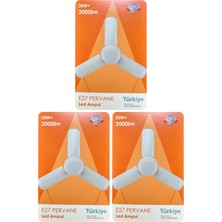 (3 adet) Osaka 30W (200W) Beyaz Işık (6500K) E27 Duylu (Kalın Duy) Pervane Ampul