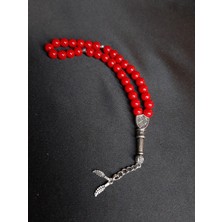 Mryart Kırmızı Cam Boncuk 33’lük Tesbih – Metal Püsküllü Şık Tasarım