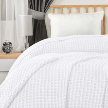 Teksnil Home | %100 Pamuk Waffle Desen Tek Kişilik Beyaz Pike | Yatak Örtüsü | 160X230 | Çok Amaçlı Örtü