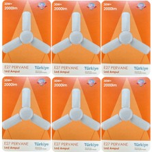 (6 adet) Osaka 30W (200W) Beyaz Işık (6500K) E27 Duylu (Kalın Duy) Pervane Ampul