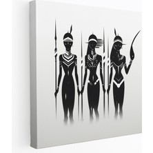 Popcas Amazon Kadınlar Temalı Minimalist Duvar Sanatı - Duvar Süslemesi Siyah Beyaz Çizim Duvar Sanatı