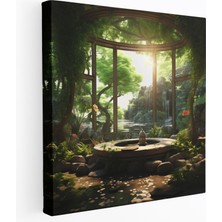 Popcas Asya Duvar Sanatı: Zen Meditasyon Bahçesi - Asya Duvar Sanatı Kanvas Tablo Yeşillik