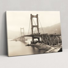 Popcas Boğaziçi Köprüsü Kanvas Tablo - Boğaziçi Köprüsü Kanvas Duvar Sanatı Vintage Fotoğraf Nostalji