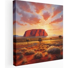 Popcas Yerli Duvar Sanatı - Uluru Günbatımı - Yerli Günbatımı Uluru Kanvas Tablo Sanatı