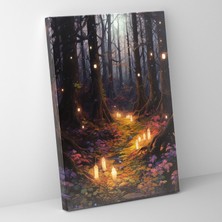 Popcas Sakin Orman Suluboya Kanvas Tablo - Mum Duvar Dekorasyonu