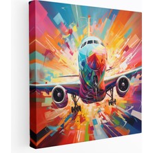 Popcas Uçak Kanvas Tablo - Modern Sanat Duvar Dekorasyonu - Uçak Soyut Hareket Kanvas