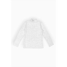 Yarım Balıkçı Yaka Boğazlı Penye Kız Çocuk Okul Tişört MNK0384 Gri