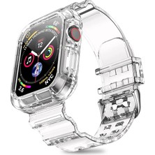 Nezih Case Kayış/kordon ve Kasa Koruyucu Apple Watch Seri 2/3/4/5/6/7/8/9/se 44 mm 45mm Uyumlu Kordon Şeffaf