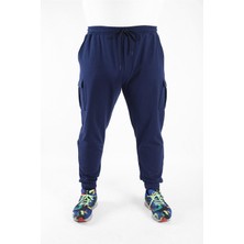 Moc Grande 22520 İndigo Büyük Beden Erkek Eşofman Altı Pamuklu Esnek Kumaşla Rahat Hareket