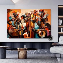 Renkli Picasso Tarzı Caz Kanvas Tablosu; Müzik Duvar Dekoru