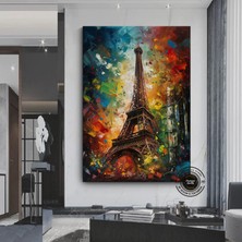 Eyfel Kulesi Soyut Çerçeveli Poster; Paris Baskısı; Renkli Resim; Paris Duvar Sanatı; Renkli Duvar D