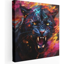 Popcas Kara Panter Kanvas Tablo - Soyut Dijital Sanat Duvar Dekorasyonu