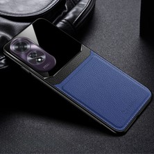 Oppo A60 Uyumlu Kılıf Zebana Lens Deri Kılıf Lacivert
