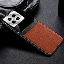Tecno Camon 30 Uyumlu Kılıf Zebana Lens Deri Kılıf Kahverengi