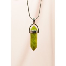 Royaleks Moldavit Doğal Taşı Zincirli El Yapımı Tasarımlı Kolye Uç: 3,5 cm Zincir: 20 cm Kutulu