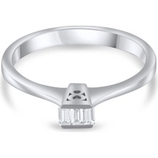 Lial Diamond 0.18 Karat Baget Pırlanta Yüzük, Gerçek Pırlanta, Sertifikalı Mücevher