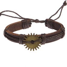 Dişli Figür Deri Unisex Bileklik 3197-3400