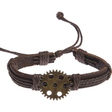 Dişli Figür Deri Unisex Bileklik 3197-3400