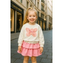 Miniğimin Cicileri Kelecek Detaylı Kız Çocuk tek sweat - Beyaz